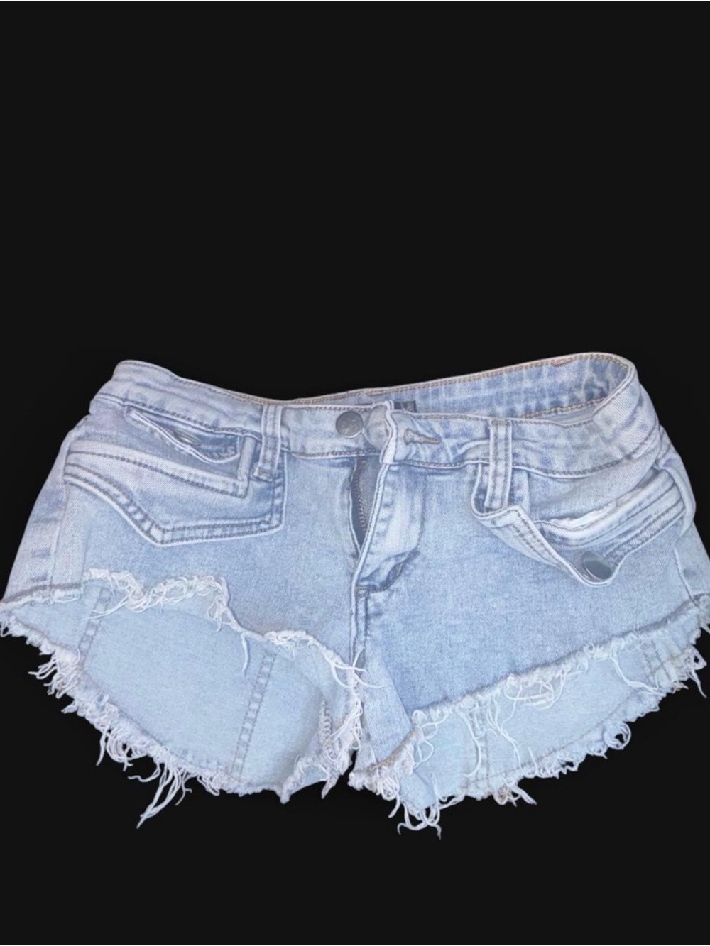 Frayed Hem Light Blue Denim Cutoff Shorts